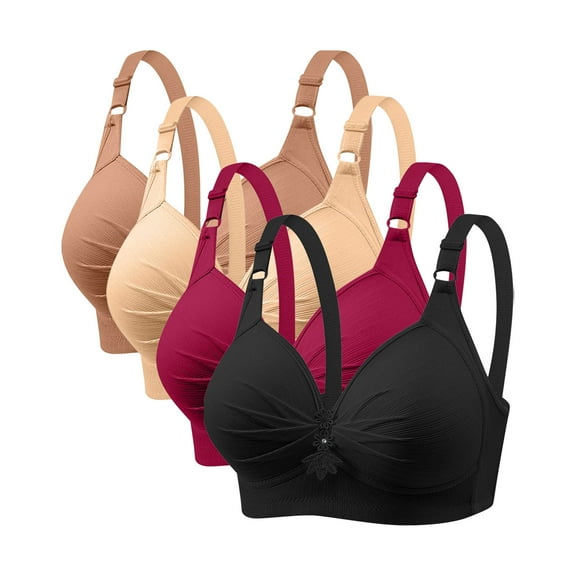 Wancir 4 Pack Sports Bras for Women No Underwire Push up Comfort Bra Solid Color Seamless Plus Size Sleep Bra Top Everyday