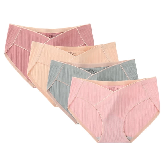 Wancir 4PC Maternity Underwear Cotton Pregnancy Postpartum Underwear Maternity Panties Under the Bump Bikinis