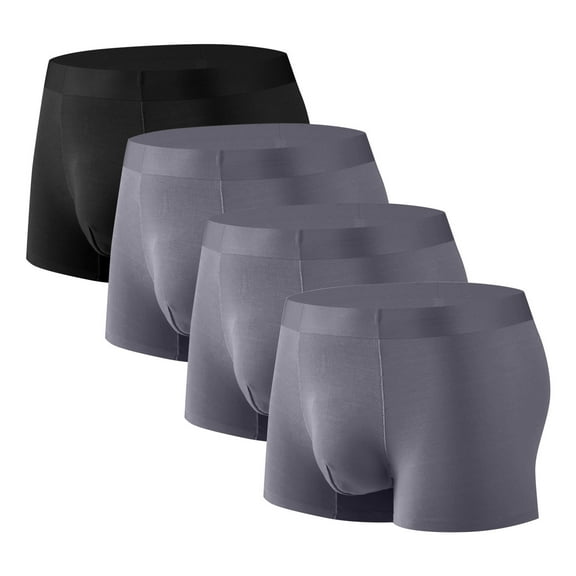 Wancir 4PC Mens Ice Silk Underwear Seamless Trunk Boxers Briefs with Pouch Double Sided Breathable Short Leg Underpants