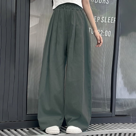 Wancir 5-16 Years Girls Linen Palazzo Pants Summer Boho Wide Leg High Waist Casual Pant 2025 Beach Travel Vacation Plus Size Sweats