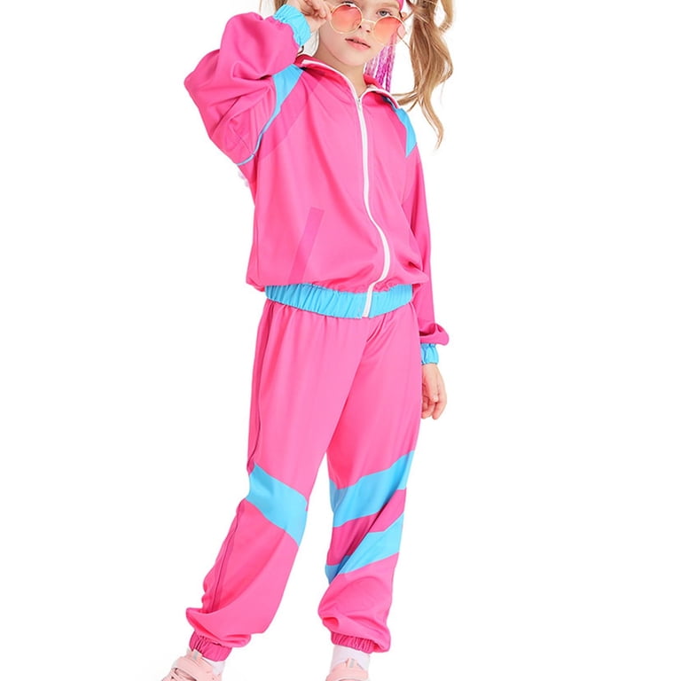 Wancir 80s Tracksuit Kids Vintage Hip Hop Costume Colorblock