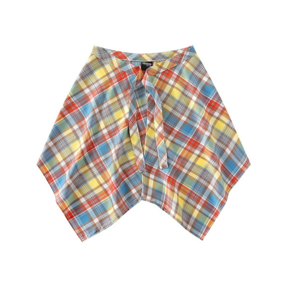 Wancir Adjustable Shirt Extender for Women Summer Classic Plaid Tie Front Removable Layering Half Length Underskirt Mini Dress