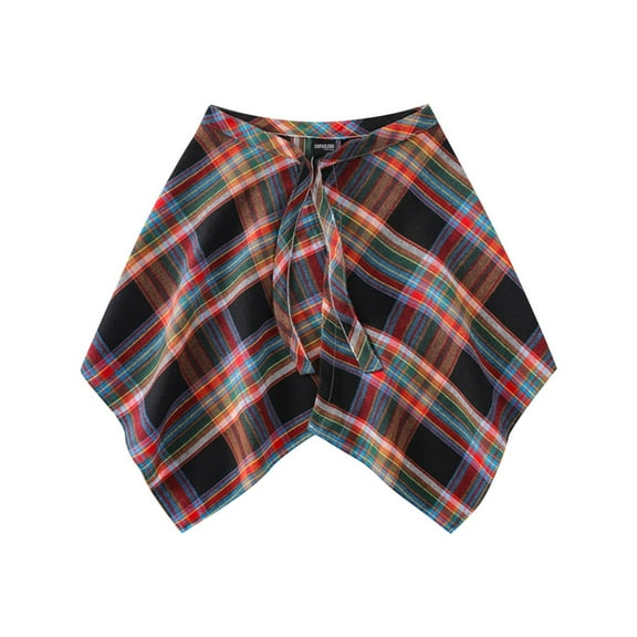 Wancir Adjustable Shirt Extender for Women Summer Classic Plaid Tie Front Removable Layering Half Length Underskirt Mini Dress