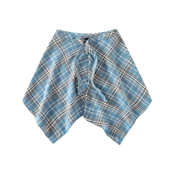 Wancir Adjustable Shirt Extender for Women Summer Classic Plaid Tie Front Removable Layering Half Length Underskirt Mini Dress