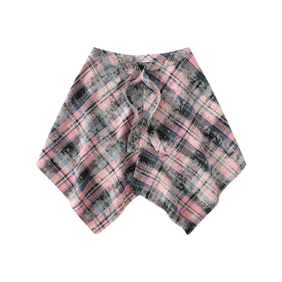 Wancir Adjustable Shirt Extender for Women Summer Classic Plaid Tie Front Removable Layering Half Length Underskirt Mini Dress