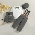 thumbnail image 1 of Wancir Baby Boy 4 Piece Formal Outfit Suit Gentleman Dress Shirt Waistcoat Bowtie Tuxed Pants Hat Set for Wedding 0-2T, 1 of 9