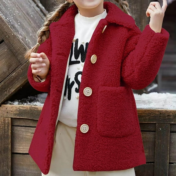 Wancir Baby Girls Faux Fur Teddy Long Coat Tollder Kids Winter Fleece Jacket Warm Outwear Clothes