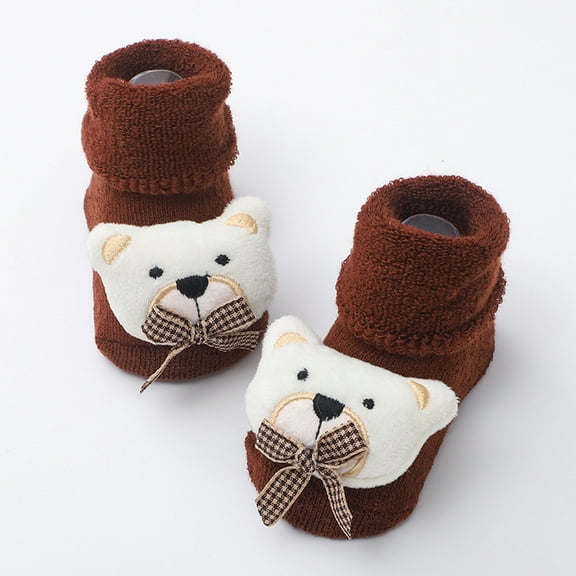 Wancir Baby Socks Newborn Slippers Cute Bear Socks Cotton Socks Soft Winter Newborn Slippers