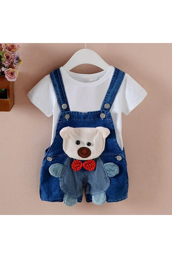Wancir Baby Toddler Boy Girl Twill Shortalls, Little Kids Short Overalls Summer Outfit with Adjustable Straps