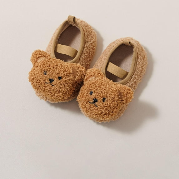 Wancir Baby-Toddler's Cute Bear Fleece Sock Shoes for 0-4 Years, Winter Warm Walking Crawling Shoes