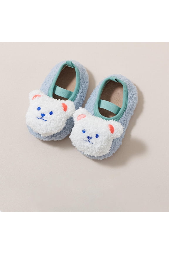 Wancir Baby-Toddler's Cute Bear Fleece Sock Shoes for 0-4 Years, Winter Warm Walking Crawling Shoes