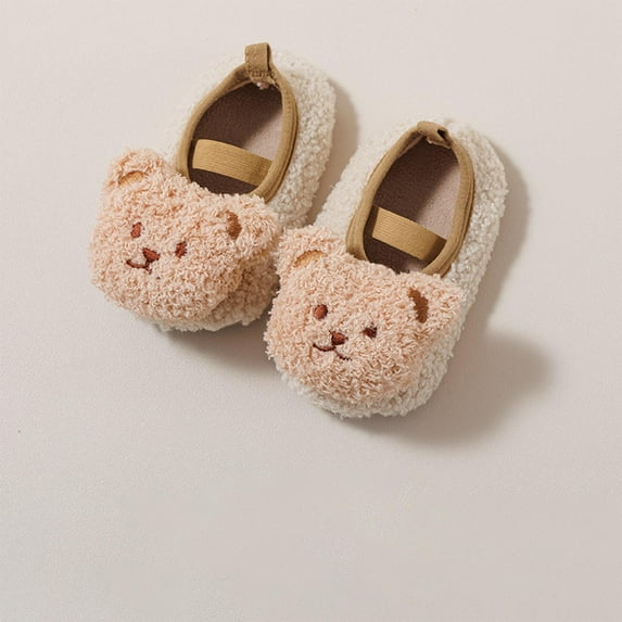 Wancir Baby-Toddler's Cute Bear Fleece Sock Shoes for 0-4 Years, Winter Warm Walking Crawling Shoes