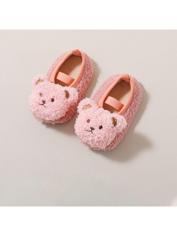 Wancir Baby-Toddler's Cute Bear Fleece Sock Shoes for 0-4 Years, Winter Warm Walking Crawling Shoes