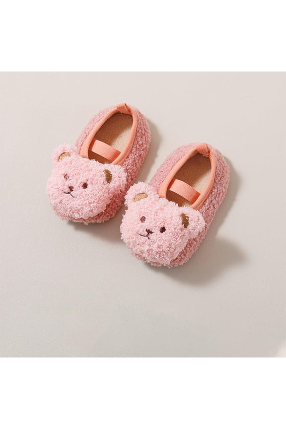 Wancir Baby-Toddler's Cute Bear Fleece Sock Shoes for 0-4 Years, Winter Warm Walking Crawling Shoes