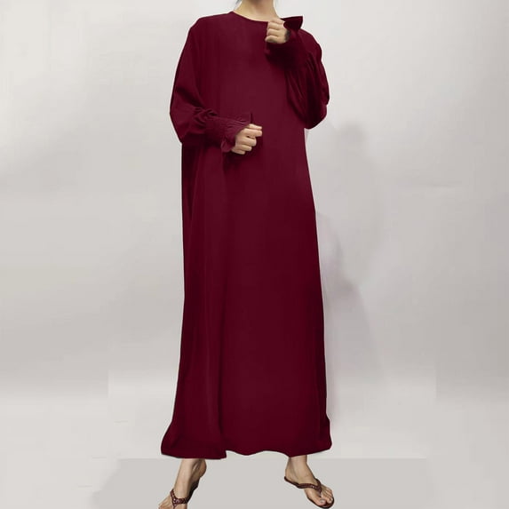 Wancir Basic for Women Fall Summer Long Sleeve High Neck Maxi Long Loose Fit Oversized Dresses Women 2024 Y2K