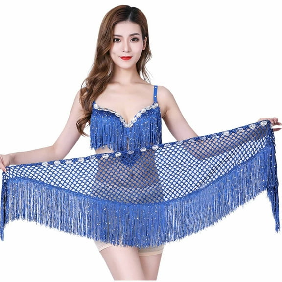 Wancir Belly Dance Hip Skirt Sequins Fringe Skirt Tassel Hip Scarf Rave Skirt for Women and Girls