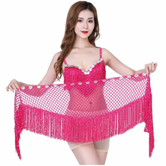 Wancir Belly Dance Hip Skirt Sequins Fringe Skirt Tassel Hip Scarf Rave Skirt for Women and Girls