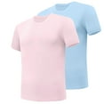 thumbnail image 1 of Wancir Big and Tall Undershirts for Men 2 Pack Solid Slim Fit T-Shirt Short Sleeve Crewneck Compression Shirt, 1 of 2