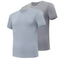 thumbnail image 1 of Wancir Big and Tall Undershirts for Men 2 Pack Solid Slim Fit T-Shirt Short Sleeve Crewneck Compression Shirt, 1 of 2