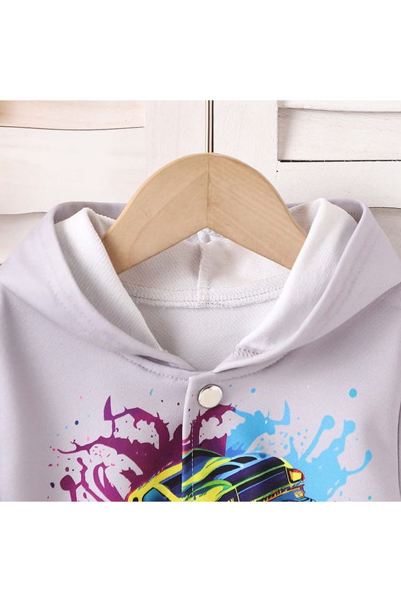 Wancir Boy's Color Block Textured Button Front Hooded Sweatshirts Long Sleeve Shirts with Pocket