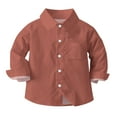 thumbnail image 1 of Wancir Boy's Long Sleeve Single Chest Pocket Classic Kids Shirt Button Down Shirt, 1 of 6