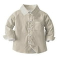 thumbnail image 1 of Wancir Boy's Long Sleeve Single Chest Pocket Classic Kids Shirt Button Down Shirt, 1 of 6