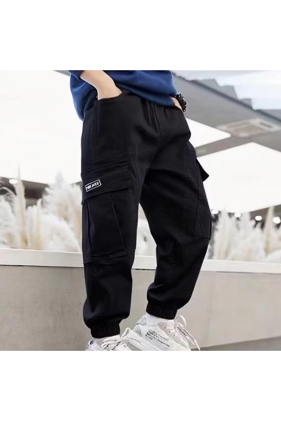 Wancir Boys' Elastic Waist Cargo Pant Camouflage Cotton Casual Multi-Pockets Pull-On Pants