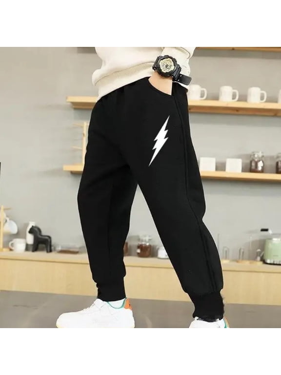 Wancir Boys Fleece Sweatpants, Midweight Cotton/Poly Fleece Pants for Boys, Cuffed Sweats