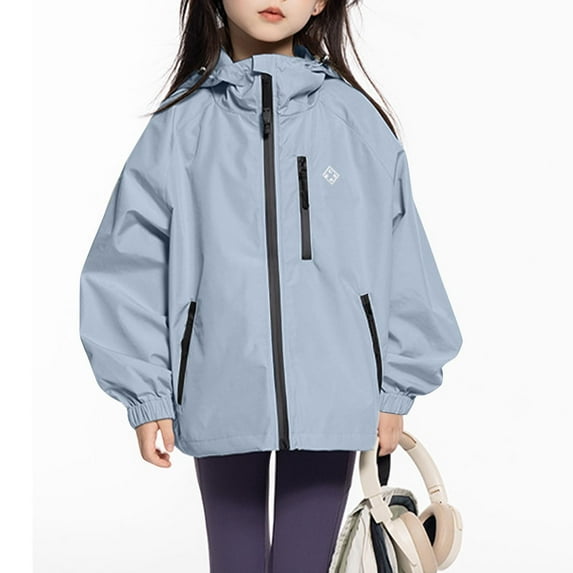 Wancir Boys Girls Lightweight Raincoat Waterproof Hooded Rain Jacket Windbreaker kids jacket