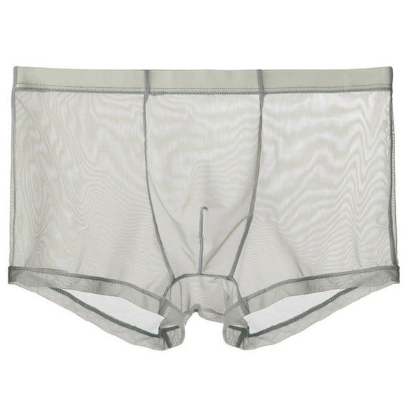 Wancir Breathable Ice Silk Men's Boxer Briefs See-Through Underwear Trunk Transparent Stretch