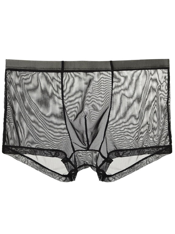 Breathable Ice Silk Men's Boxer Briefs See-Through Underwear Trunk Transparent Stretch