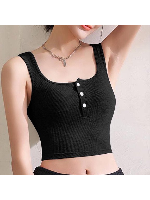 Wancir Camisoles for Women with Chest Pad Spaghetti Strap Stretch Underwear Build in Shelf Bra Tank Top Yoga Gym Workout Vest