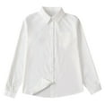 thumbnail image 1 of Wancir Children's Button Down Shirts Solid Long Sleeve Dress Shirts Cotton Blend Collared Work Blouses Tops 10-16t, 1 of 3