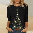 thumbnail image 1 of Wancir Christmas 3/4 Sleeve Tops for Women Crewneck Fashion 2024 Casual Plus Size Funny Graphics Fall Shirt, 1 of 1