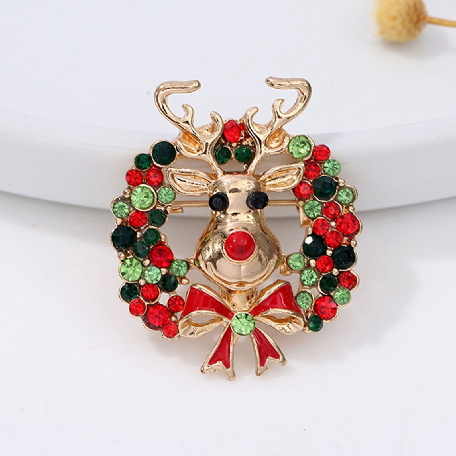 Christmas Brooch Pins For Women - Crystal & Enamel Xmas Tree, Wreath, Bell Designs, Festive Jewelry
