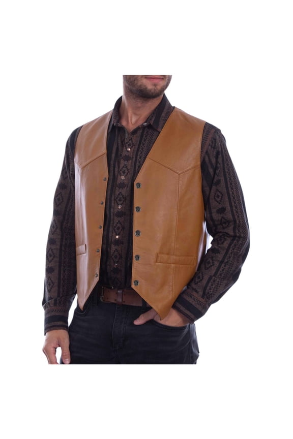 Wancir Classic Snap Button Black Motorcycle Leather Vest for Men - Riding Club Adult Motorcycle Vests