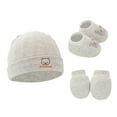 thumbnail image 1 of Wancir Cotton Ears Baby Hats Mittens with Socks Set Unisex, No Scratch Mittens and Beanie Cap for Infant Toddler Newborn, 1 of 2
