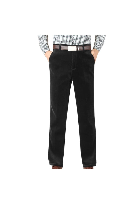 Wancir Cotton Men's Velvet Dress Pants Soft Comfortable Classic Fit Durable Winter Warm Formal Trousers Stylish Business