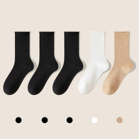 Wancir Cotton Socks For Men Women Lightweight Soft Cotton Socks Above Ankle Crew Socks Mid Calf Socks Solid Mens Dress Socks, One Size Fits Most Unisex Socks, 5 Pairs