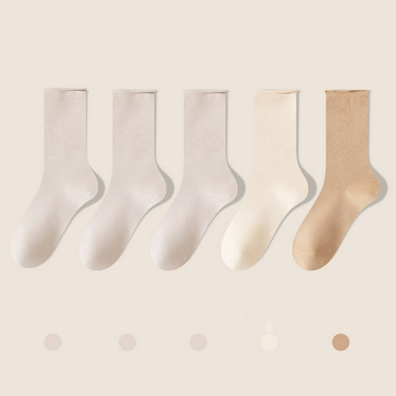 Wancir Cotton Socks For Men Women Lightweight Soft Cotton Socks Above Ankle Crew Socks Mid Calf Socks Solid Mens Dress Socks, One Size Fits Most Unisex Socks, 5 Pairs