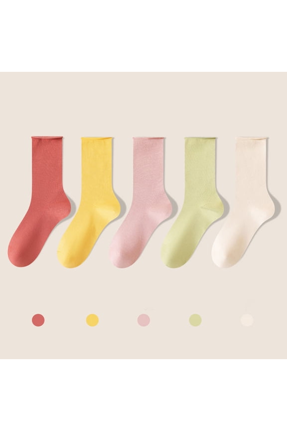 Wancir Cotton Socks For Men Women Lightweight Soft Cotton Socks Above Ankle Crew Socks Mid Calf Socks Solid Mens Dress Socks, One Size Fits Most Unisex Socks, 5 Pairs