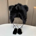 thumbnail image 1 of Wancir Cute Faux Fur Bear Ear Warm Hat with Earflaps Furry Animal Cap Winter Beanie Hat Windproof Cap Hat for Women Girls, 1 of 3