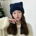 thumbnail image 1 of Wancir Cute Woollike Knitted CAT Kitty Ears Women Lady Girl Headgear Crochet Christmas Hats, 1 of 2