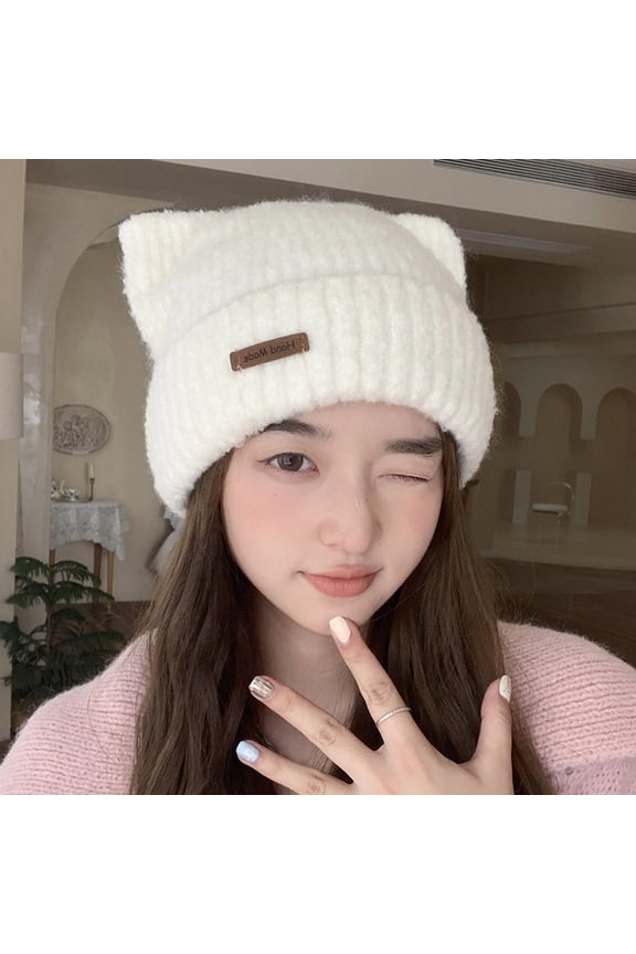 Wancir Cute Woollike Knitted CAT Kitty Ears Women Lady Girl Headgear Crochet Christmas Hats