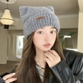 thumbnail image 1 of Wancir Cute Woollike Knitted CAT Kitty Ears Women Lady Girl Headgear Crochet Christmas Hats, 1 of 2