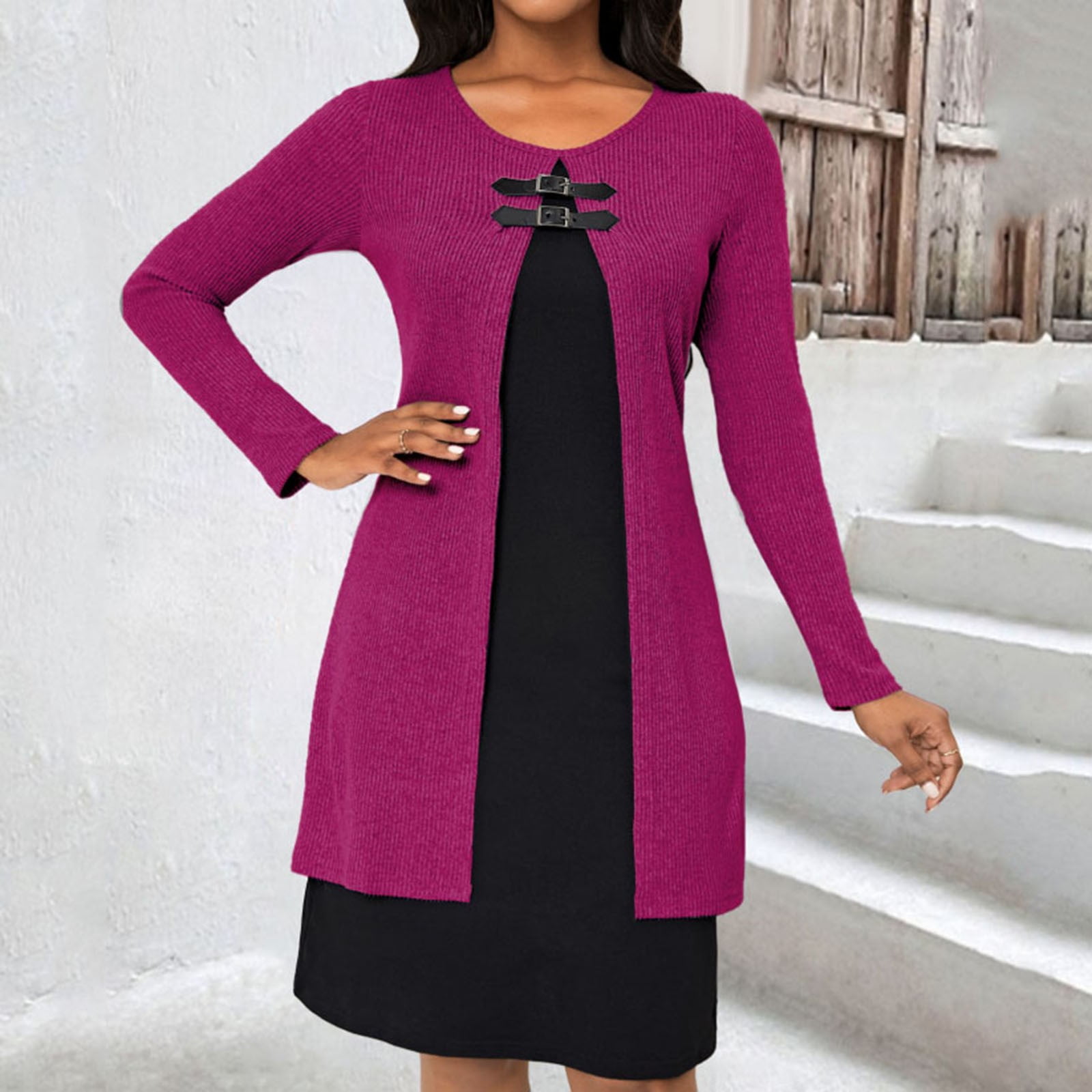 chinese dress ladies Knitted Long-Sleeved Hollow Top & Skirt Two-Piece Set  Beachwear & Summer  Outfit