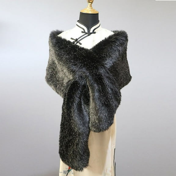 Wancir Faux Fur Collar Womens Neck Warmer Scarf Wrap,Winter Cold Weather Rabbit Knitted Fuzzy Fluffy Plush Shawl Wrap White