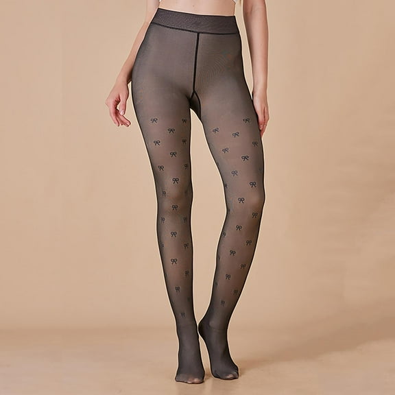 Wancir Fleece Lined Tights Women Sheer Fake Translucent Winter Thermal Pantyhose Opaque Warm Thick High Waist Leggings