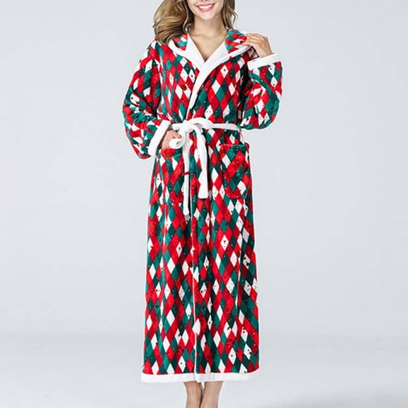 Wancir Fleece Robe For Women, Plush Warm Bathrobe Womens, Fluffy Soft Spa Long Robe
