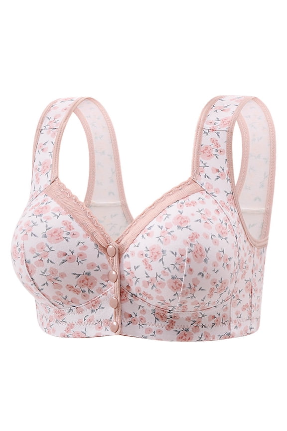 Wancir Front Button Closure Bras for Older Women Convenient Lace Wireless Seamless Comfort Post Surgical Mastectomy Bra